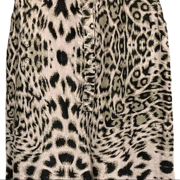 🔥SM•LUNGO L’ARNO•100% LINEN MADE IN ITALY LEOPARD PRINT COLLARED MIDI DRESS🔥 - Picture 3 of 9